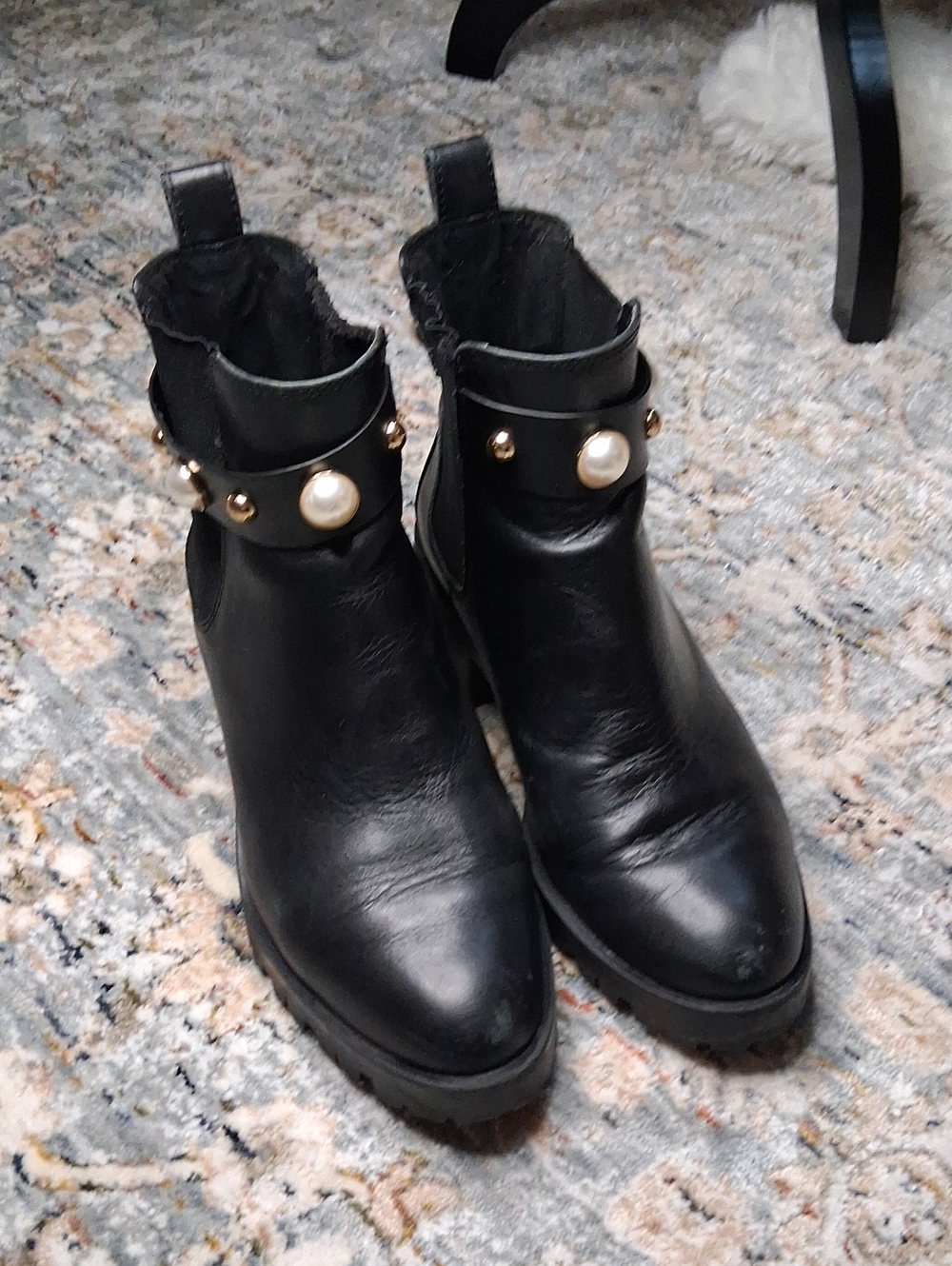 Karl Lagerfeld Black Pearl-Embellished Ankle Booties